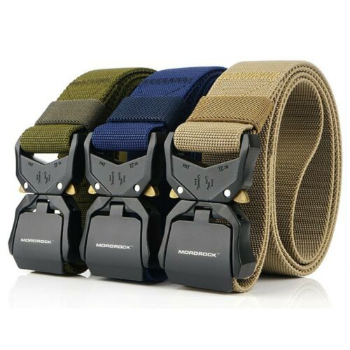 Military Tactical Belt for Men, Heavy Duty Web Metal Alloy Belts with Quick Release Buckle