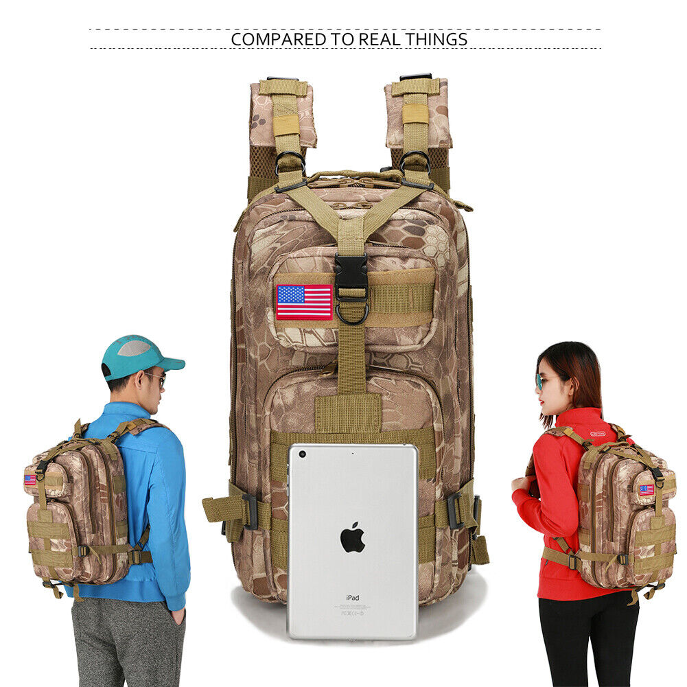 30L Backpack Military Style Outdoor Rucksack Waterproof Bag