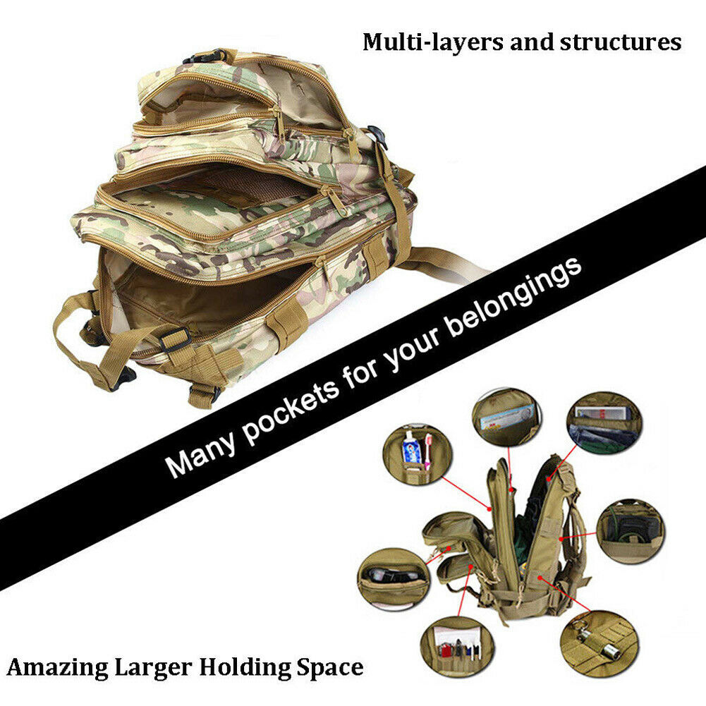 30L Backpack Military Style Outdoor Rucksack Waterproof Bag