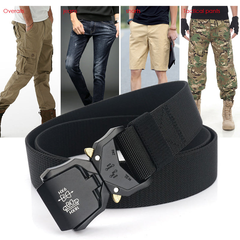 Military Tactical Belt for Men, Heavy Duty Web Metal Alloy Belts with Quick Release Buckle