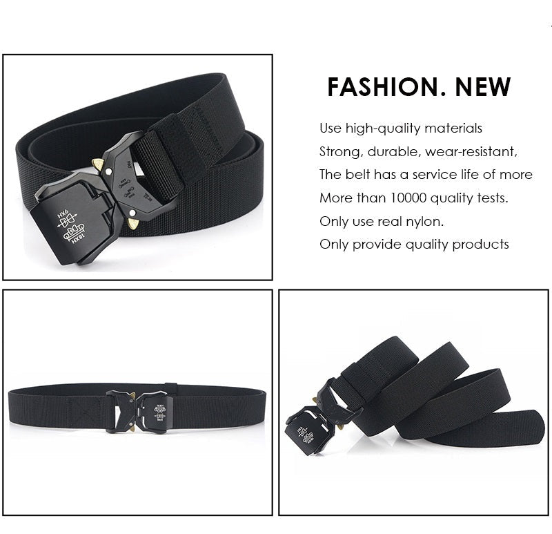 Military Tactical Belt for Men, Heavy Duty Web Metal Alloy Belts with Quick Release Buckle